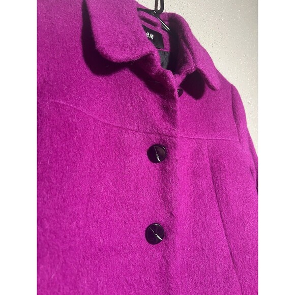 H&M Fuchsia Pink Womens Small Size 6 Wool Blend Coat Jacket Ladies NICE! - Picture 4 of 7